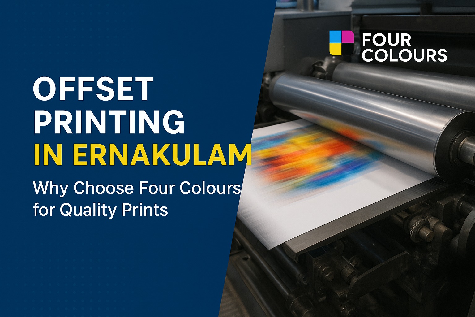 Offset printing in Ernakulam by Four Colours showing high-quality printing machine in action